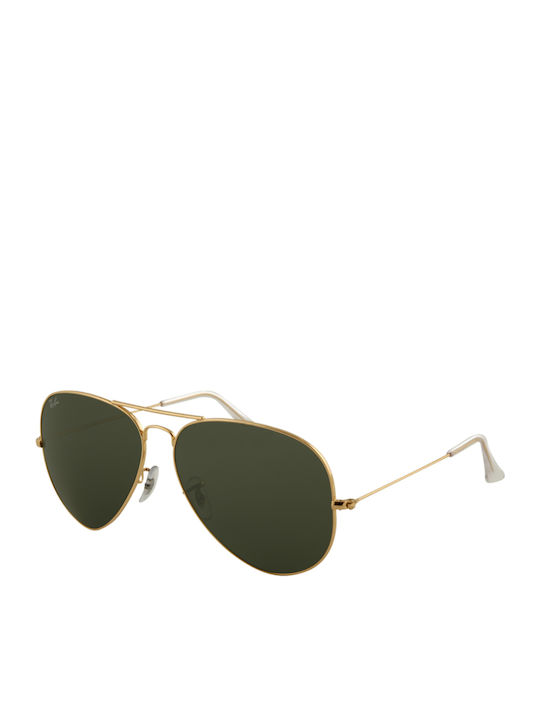 Ray Ban Unisex Sunglasses with Gold Metal Frame and Green Lens RB3026 L2846