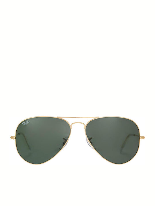 Ray Ban Unisex Sunglasses with Gold Metal Frame and Green Lens RB3026 L2846