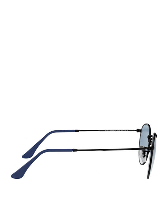 Ray Ban Round Metal Unisex Sunglasses with Black Metal Frame and Blue Gradient Mirror Lens RB3447 006/3F