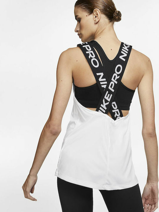 Nike Dri-Fit Pro Αμάνικη Γυναικεία Αθλητική Μπλούζα Λευκή