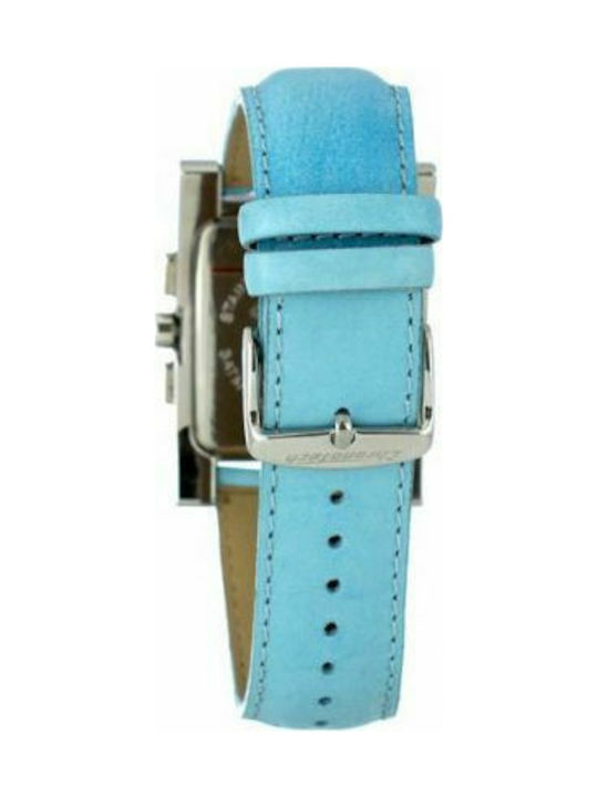 Chronotech Watch Chronograph Battery with Blue Leather Strap CT7276-01