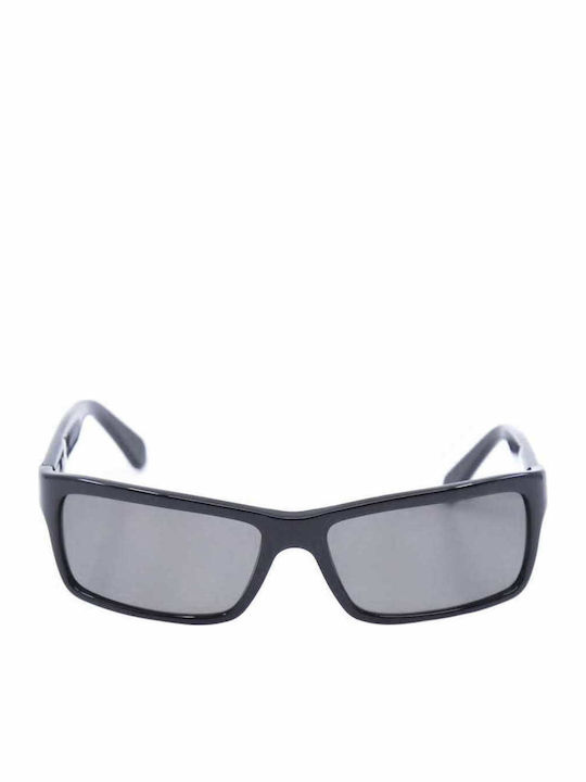 Zegna Men's Sunglasses with Black Plastic Frame and Black Lens SZ3523 700