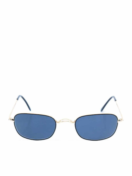 Sisley Men's Sunglasses with Black Metal Frame and Blue Lens