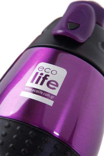 Ecolife Recyclable Thermos Bottle Stainless Steel BPA Free 400ml Purple
