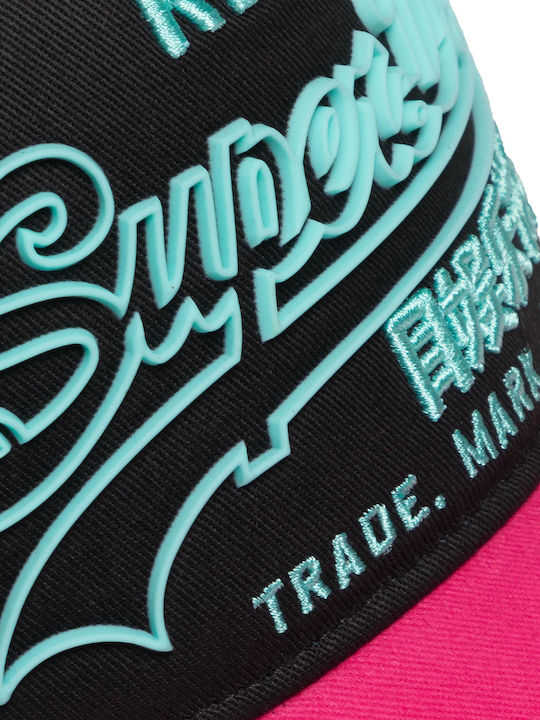 Premium Goods Outline Women's Trucker Cap Black/Fluro Pink