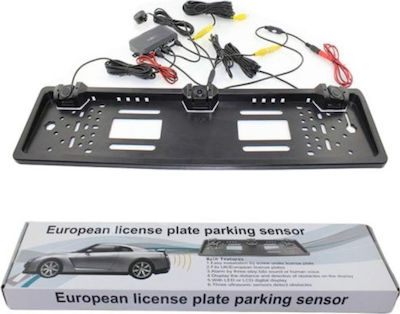Σύστημα Παρκαρίσματος Αυτοκινήτου Πλαίσιο Πινακίδας με Κάμερα / Buzzer και 2 Αισθητήρες σε Μαύρο Χρώμα