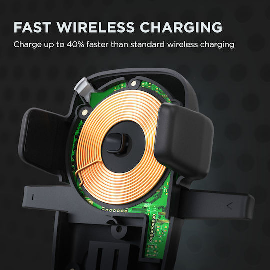 iOttie Βάση Κινητού Αυτοκινήτου Easy One Touch Wireless Fast Charging Dash & Winds με Ρυθμιζόμενα Άγκιστρα και Ασύρματη Φόρτιση