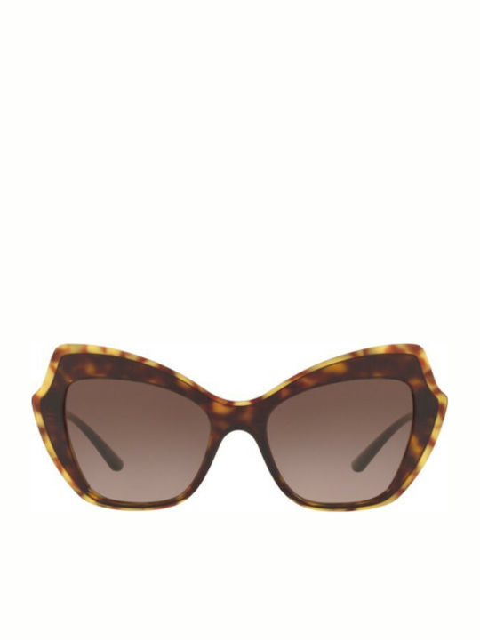 Dolce & Gabbana Women's Sunglasses with Brown Tartaruga Plastic Frame and Brown Gradient Lens DG4361 502/13