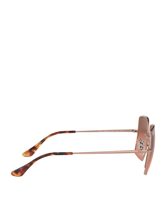 Ray Ban Square Women's Sunglasses with Rose Gold Metal Frame and Red Lens RB1971 9151/AA