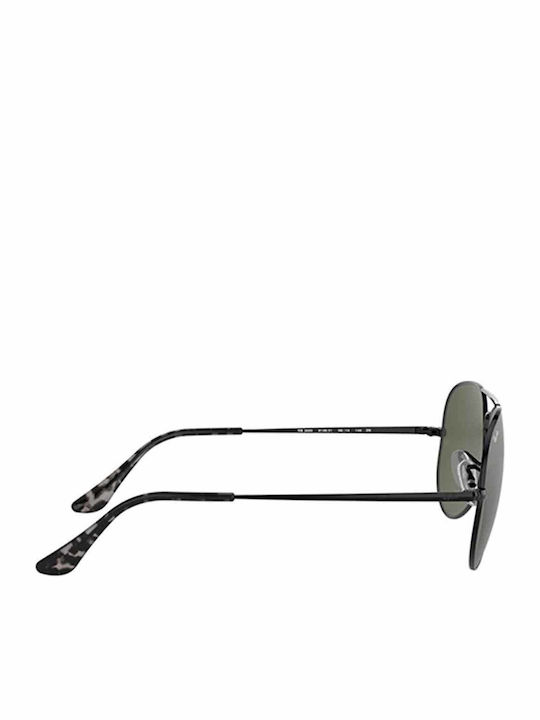 Ray Ban Aviator Metal II Unisex Sonnenbrille mit Schwarz Metall Gestell und Grün Linse RB3689 9148/31