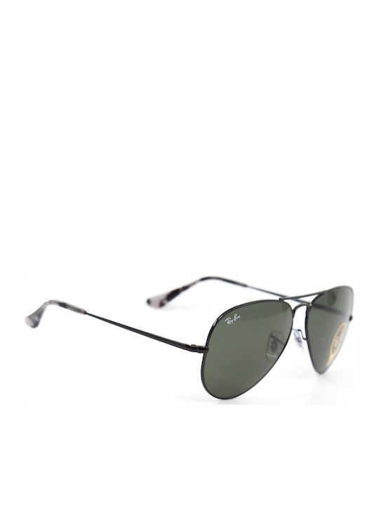 Ray Ban Aviator Metal II Unisex Sonnenbrille mit Schwarz Metall Gestell und Grün Linse RB3689 9148/31