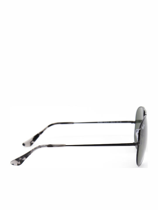 Ray Ban Aviator Metal II Unisex Sonnenbrille mit Schwarz Metall Gestell und Grün Linse RB3689 9148/31