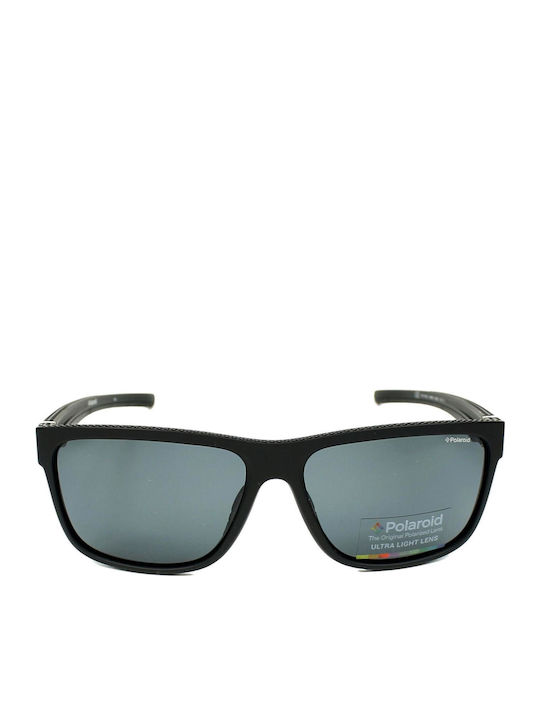 Polaroid Men's Sunglasses with Black Horn-Rimmed Frame and Grey Polarized Lens PLD7014/S 807/M9