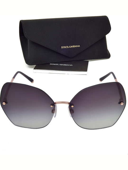 Dolce & Gabbana Women's Sunglasses with Rose Gold Metal Frame and Black Gradient Lens DG2204 1298/8G