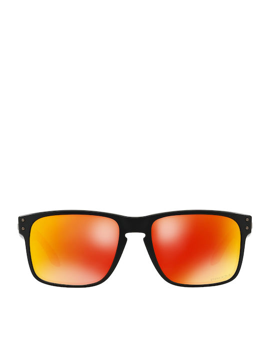 Oakley Holbrook Мъжки Слънчеви Очила с Черна Пластмасова Рамка и Червен Огледален Лещи OO9102-E2