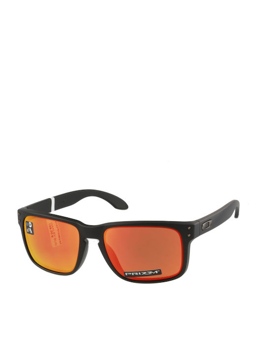 Oakley Holbrook Мъжки Слънчеви Очила с Черна Пластмасова Рамка и Червен Огледален Лещи OO9102-E2