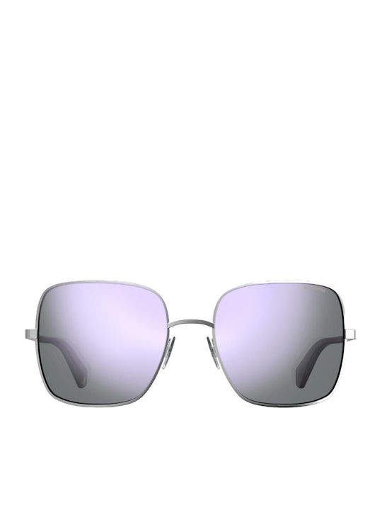 Polaroid Women's Sunglasses with Silver Metal Frame and Purple Polarized Mirror Lens PLD6060/S B6EMF
