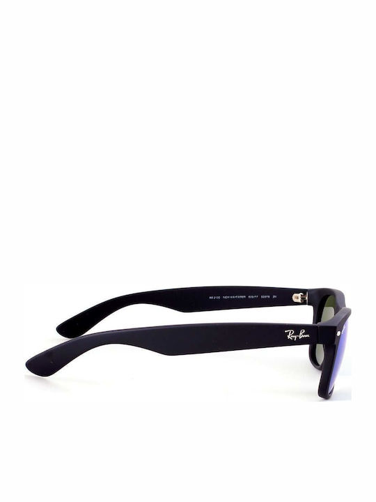 Ray Ban Wayfarer Unisex Sunglasses with Black Plastic Frame and Blue Mirror Lens RB2132 622/17