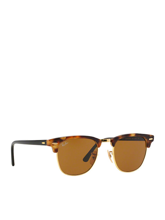 Ray Ban Clubmaster Unisex Sunglasses with Brown Tartaruga Plastic Frame and Brown Lens RB3016 1160