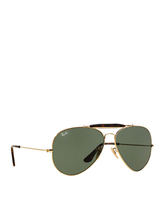 Ray Ban Outdoorsman Мъжки Слънчеви Очила с Златна Метална Рамка и Зелени Стъкла RB3029 181