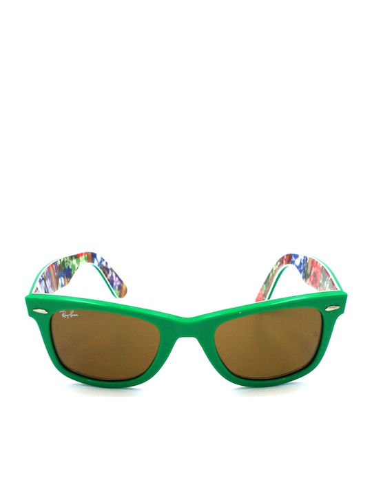 Ray Ban Wayfarer Ochelari de soare cu Verde Din plastic Rame și Maro Oglindă Lentilă RB2140 1140