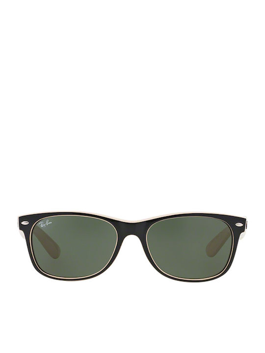 Ray Ban Wayfarer Sunglasses with Black Plastic Frame and Green Lens RB2132 875