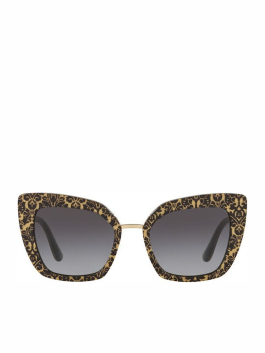 Dolce & Gabbana Women's Sunglasses with Brown Plastic Frame and Black Gradient Lens DG4359 32148G