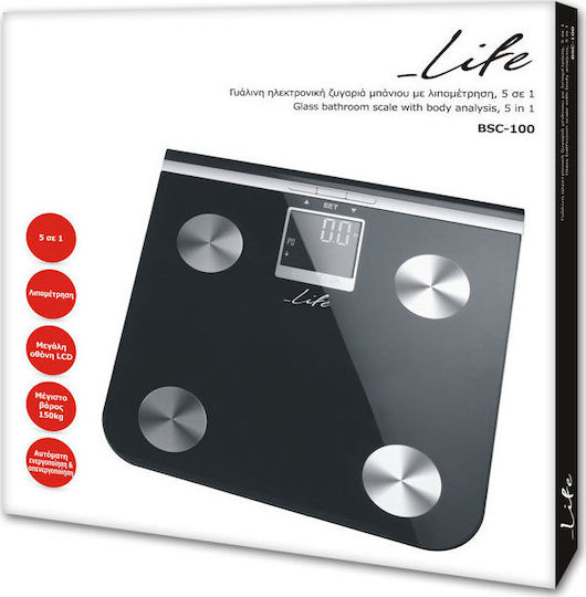 Life BSC-100 Ψηφιακή Ζυγαριά 150kg με Λιπομετρητή Μαύρη