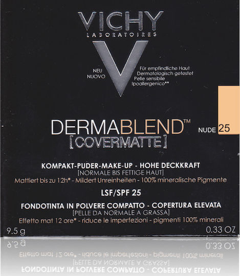 Vichy Dermablend Covermatte Compact Powder Foundation SPF25 25 Nude 9.5gr