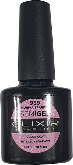 Elixir Semi Gel Ημιμόνιμο Βερνίκι Νυχιών 939 Muriva Sparkle με Glitter 8ml