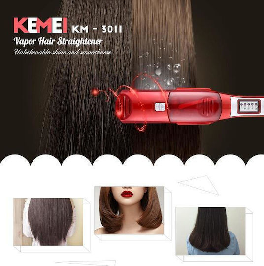 Kemei KM-3011 Hair Straightener with Steam and Ceramic Plates Ionic 65W