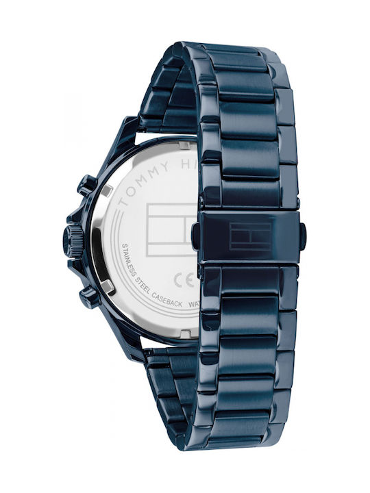 Tommy Hilfiger Bank Men's Watch 44mm Battery with Blue Metal Bracelet