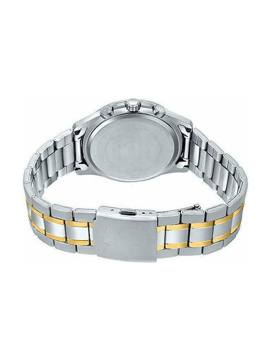 Casio Watch Chronograph Battery with Silver Metal Bracelet