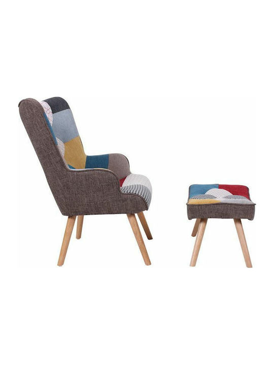 Maron Ohrensessel mit Fußhocker Red 69x76x97cm