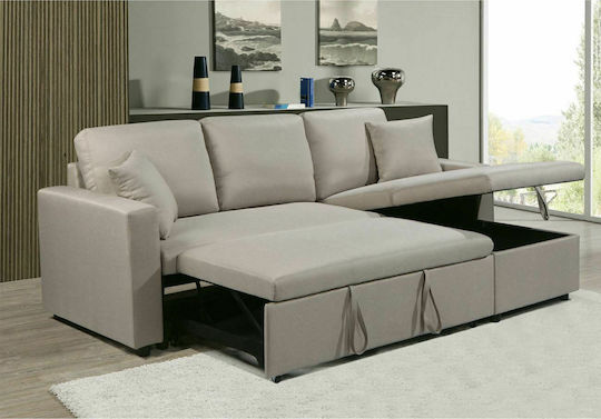 Montreal Colțar Canapea Pat cu Unghi Reversibil Bej 223x146x83εκ. E9586,7