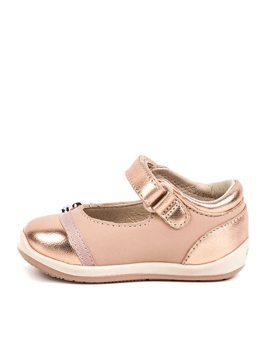 Balerini copii cu închidere Hoop & Loop de Piele Roz Mercedita