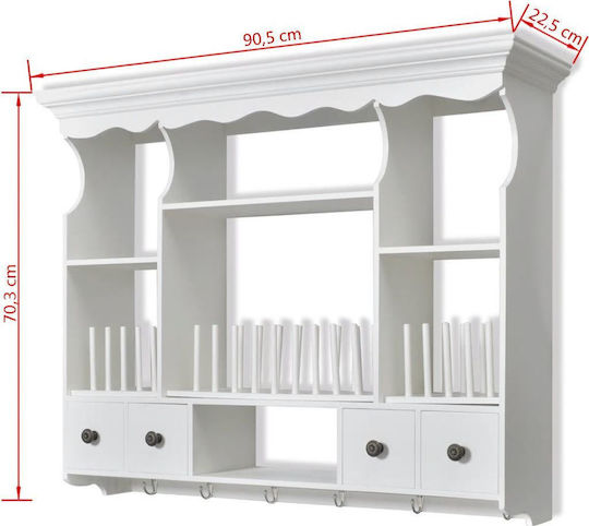 Wandregal Weiß 90.5x22.5x70.3cm