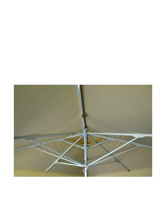 Professioneller Quadratischer Garten- und Terrassen-Sonnenschirm aus Aluminium Ecru 3x3m