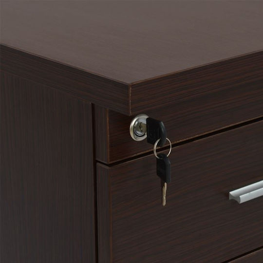 Büroaufbewahrungsschublade Vance Holzschatten Wenge mit Schloss 40x46x75cm