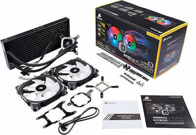 Corsair Hydro Series H115i RGB Platinum Υδρόψυξη Επεξεργαστή Διπλού Ανεμιστήρα 140mm για Socket AM4/1200/115x