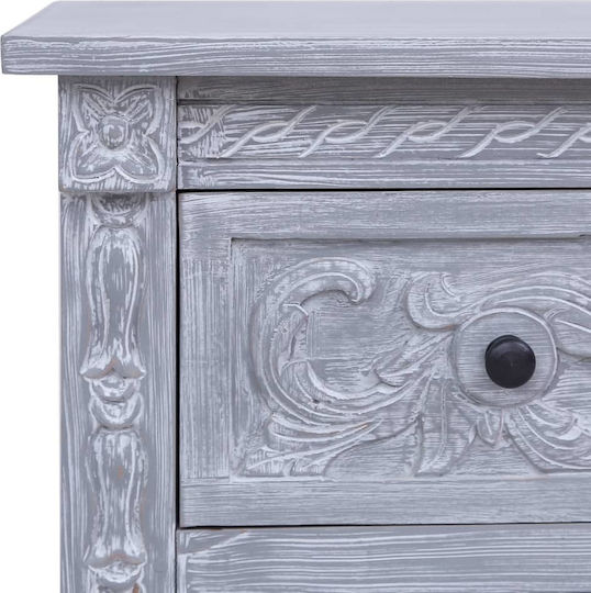 Chest of Drawers of Solid Wood with 2 Drawers Gray 90x30x60cm