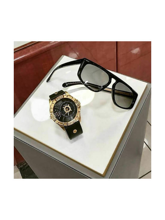 Guess Ανδρικό Ρολόι 50mm Μπαταρίας με Μαύρο Δερμάτινο Λουράκι