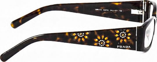 Prada Women's Acetate Brown Tortoise Prescription Eyeglass Frame 11H 2AU101