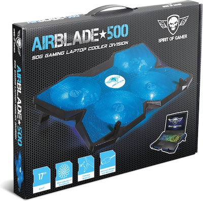 Spirit of Gamer Air Blade 500 Cooling Pad για Laptop έως 17.3" με 4 Ανεμιστήρες και Φωτισμό Μπλε