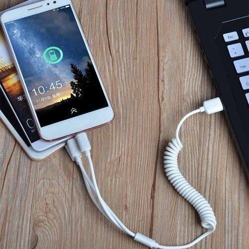Dudao R7 Auto-Ladegerät 3W 2.4A mit einem Anschluss: 1xUSB mit Kabel Blitzschlag / Mikro-USB / Typ-C,TC-TC Weiß Farbe