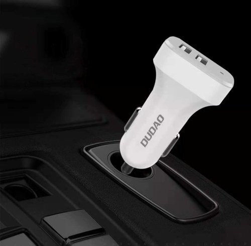 Dudao R7 Auto-Ladegerät 3W 2.4A mit einem Anschluss: 1xUSB mit Kabel Blitzschlag / Mikro-USB / Typ-C,TC-TC Weiß Farbe