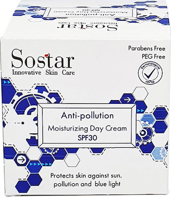 Sostar Anti-pollution Κρέμα Προσώπου Ημέρας με SPF30 για Ενυδάτωση & τους Ρύπους 50ml