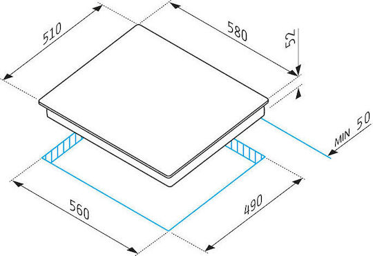 Pyramis 58HL 4003 Κεραμική Εστία Αυτόνομη με Λειτουργία Κλειδώματος 58x51εκ.