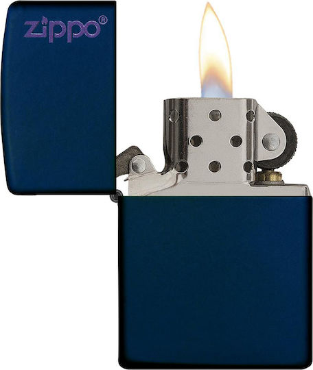 Zippo Classic Logo Winddichter Feuerzeug Flamme Navy Blau