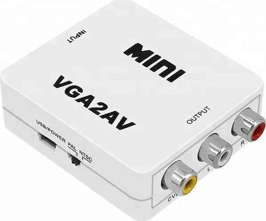 Конвертор VGA женски към RCA женски Бял 1бр